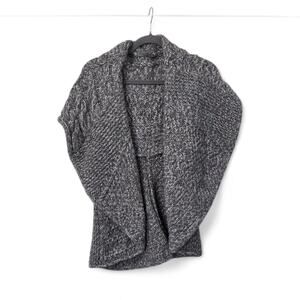 Elsamanda Wool Alpaca Gray Open Draped Chunky Cardigan Sweater Italy, Medium